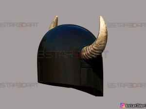 viking mandalorian helmet - buffalo horns - high quality model 3D Print Model