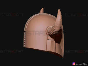 viking mandalorian helmet - buffalo horns - high quality model 3D Print Model