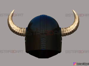 viking mandalorian helmet - buffalo horns - high quality model 3D Print Model