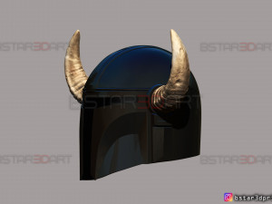 viking mandalorian helmet - buffalo horns - high quality model 3D Принт Модель