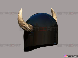 viking mandalorian helmet - buffalo horns - high quality model 3D Print Model