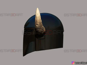 viking mandalorian helmet - buffalo horns - high quality model 3D Print Model