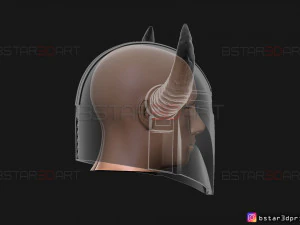 viking mandalorian helmet - buffalo horns - high quality model 3D Print Model