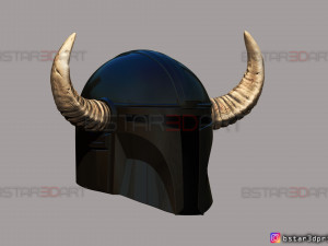 viking mandalorian helmet - buffalo horns - high quality model 3D Принт Модель