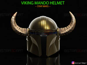 helm viking mandalorian - tanduk kerbau - model berkualitas tinggi Model Cetak 3D