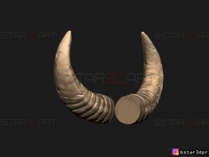 buffalo horns - satan horns - demon horns 3d print model 3D Print Model