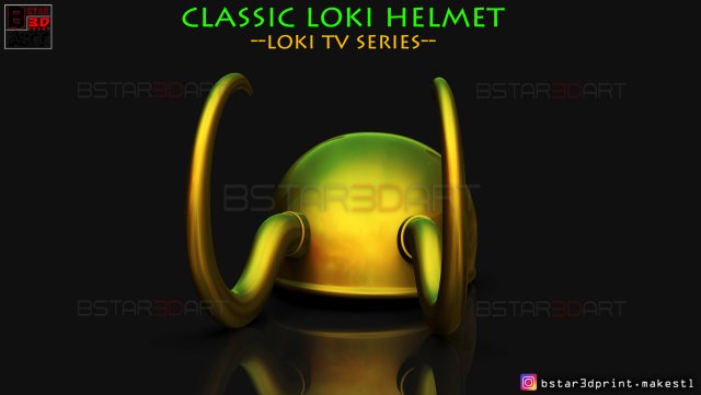 classic loki helmet - loki tv series 2021 3d print model 3D Print Model .c4d .max .obj .3ds .fbx .stl .blend 