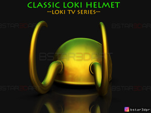 classic loki helmet - loki tv series 2021 3d print model 3D Print Model