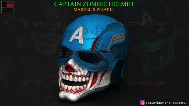 captain zombie helmet - marvel what if - high quality details 3d print model 3D Print Model .c4d .max .obj .3ds .fbx .stl .blend 