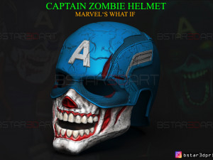 captain zombie helmet - marvel what if - high quality details 3d print model Model Cetak 3D