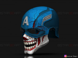 captain zombie helmet - marvel what if - high quality details 3d print model 3D Print Model