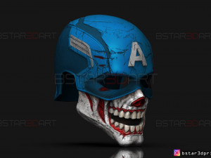 captain zombie helmet - marvel what if - high quality details 3d print model 3D Print Model