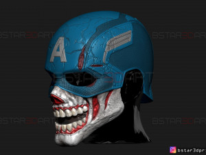 captain zombie helmet - marvel what if - high quality details 3d print model 3D Print Model