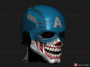 captain zombie helmet - marvel what if - high quality details 3d print model 3D Print Model