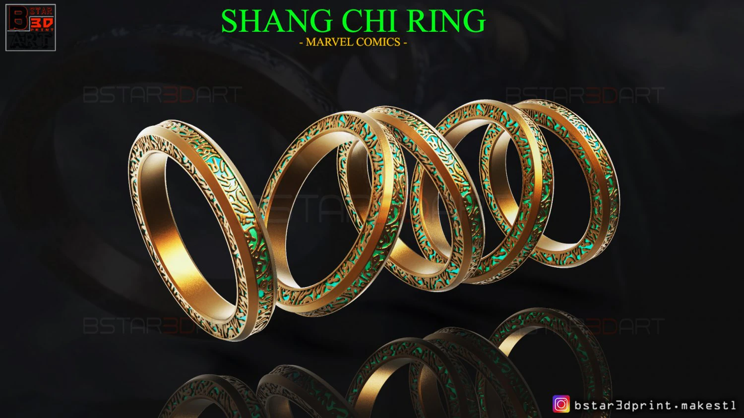 shang chi ring - shang chi bracelet - marvel comics 3d print model 3D Print Model .c4d .max .obj .3ds .fbx .stl .blend