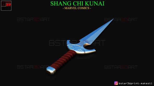 death dealer kunai - shang chi - marvel legend comics 3d print model Modèles 3D en vedette .c4d .max .obj .3ds .fbx .stl .blend 