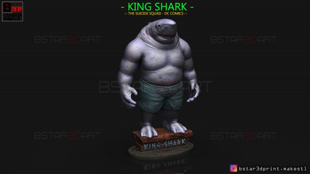 king shark - the suicide squad - dc comics - high quality details - 3d print model Modello di stampa 3D .c4d .max .obj .3ds .fbx .stl .blend 