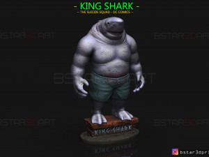 king shark - the suicide squad - dc comics - high quality details - 3d print model 3Dプリントモデル