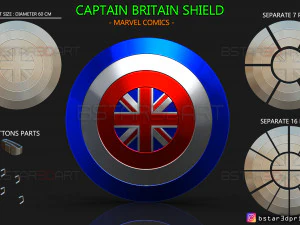 scudo del capitano britannico - fumetti marvel - modello di stampa 3d di alta qualità Modello di stampa 3D