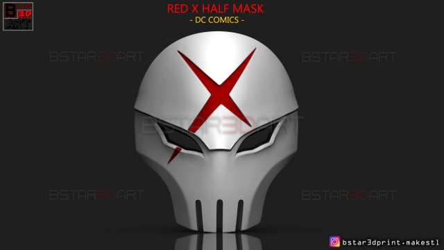red x half mask - dc comics 3d print model 3D Принт Модель .c4d .max .obj .3ds .fbx .stl .blend 