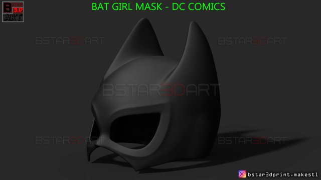 bat girl mask - dc comics 3d print model 3Dプリントモデル .c4d .max .obj .3ds .fbx .stl .blend 