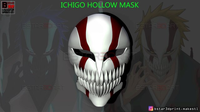 3D Printed The Whole Hollow Mask - Kurosaki Ichigo - Bleach by Bstar3Dprint