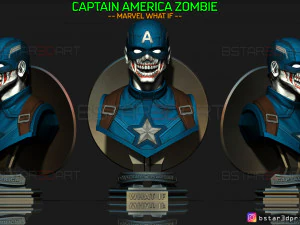 busto di capitan america zombie - modello di stampa 3d marvel what if comics Modello di stampa 3D
