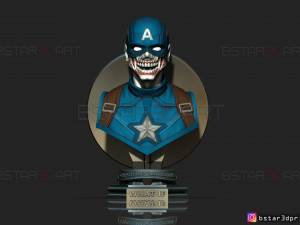 zombie captain america bust - marvel what if comics 3d print model Modèles 3D en vedette