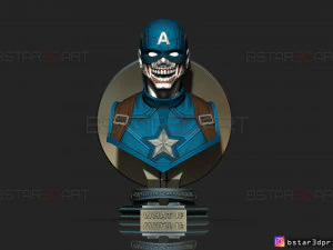 zombie captain america bust - marvel what if comics 3d print model 3D Print Model