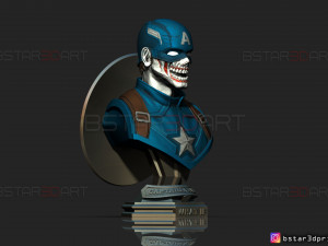 zombie captain america bust - marvel what if comics 3d print model Modèles 3D en vedette