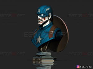 zombie captain america bust - marvel what if comics 3d print model Modèles 3D en vedette
