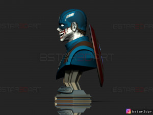 zombie captain america bust - marvel what if comics 3d print model Modèles 3D en vedette