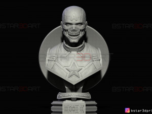 zombie captain america bust - marvel what if comics 3d print model Modèles 3D en vedette