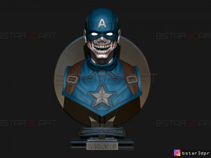 zombie captain america bust - marvel what if comics 3d print model Modèles 3D en vedette