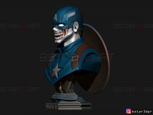 zombie captain america bust - marvel what if comics 3d print model Modèles 3D en vedette