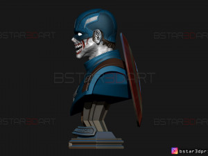 zombie captain america bust - marvel what if comics 3d print model Modèles 3D en vedette