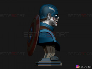 zombie captain america bust - marvel what if comics 3d print model Modèles 3D en vedette