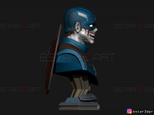 zombie captain america bust - marvel what if comics 3d print model Modèles 3D en vedette
