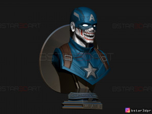 zombie captain america bust - marvel what if comics 3d print model Modèles 3D en vedette