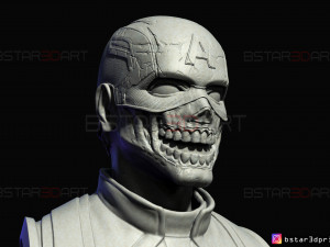 zombie captain america bust - marvel what if comics 3d print model Modèles 3D en vedette