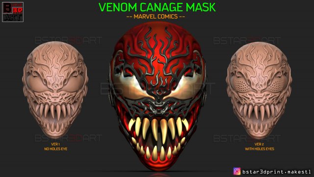 venom carnage mask - venom 2021 - marvel comics cosplay 3d print model 3D Print Model .c4d .max .obj .3ds .fbx .stl .blend 