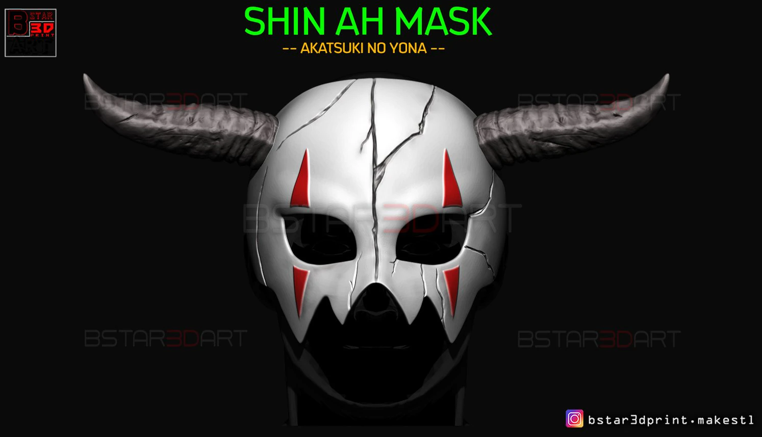 shin ah mask - akatsuki no yona wearable cosplay 3d print model 3D Print Model .c4d .max .obj .3ds .fbx .stl .blend 