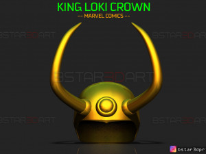 king loki crown - loki helmet - marvel comics 3d print model 3D Print Model