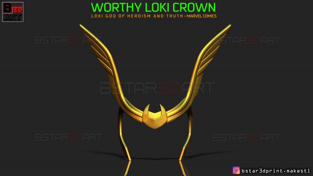 worthy loki crown - loki helmet - marvel comics cosplay 3d print model Modelo de impresión 3D .c4d .max .obj .3ds .fbx .stl .blend 