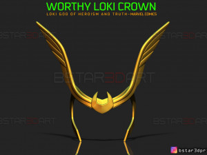 worthy loki crown - loki helmet - marvel comics cosplay 3d print model 3D Print Model