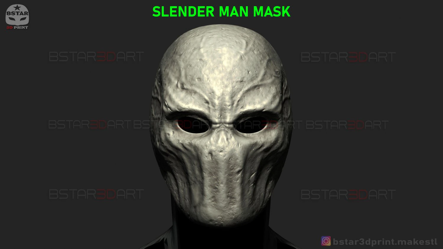 m&aacute;scara de homem esguio - m&aacute;scara assustadora de terror - modelo de impress&atilde;o 3D de cosplay de Halloween Modelo de Impressão 3D .c4d .max .obj .3ds .fbx .stl .blend 