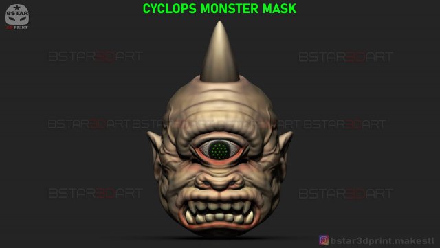 cyclops monster mask - horror scary mask - halloween cosplay 3d print model 3D Print Model .c4d .max .obj .3ds .fbx .stl .blend 