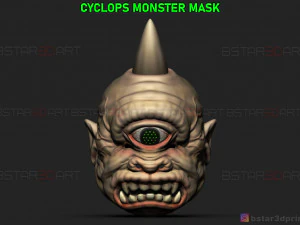 topeng monster cyclops - topeng horor menakutkan - model cetak 3d cosplay halloween Model Cetak 3D