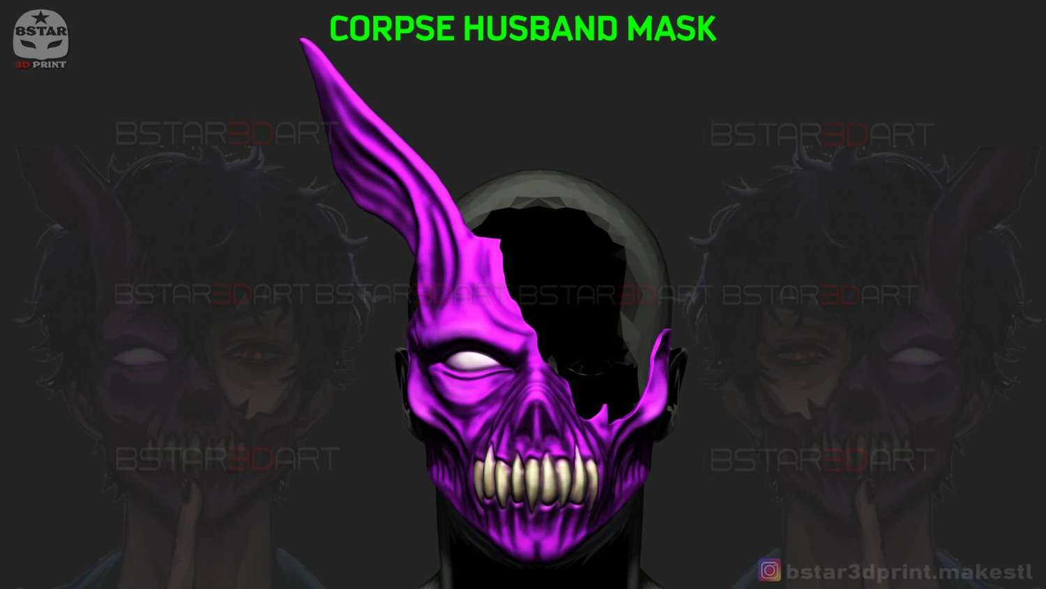 corpse husband mask - rabbit face mask - halloween cosplay 3d print model 3D Print Model .c4d .max .obj .3ds .fbx .stl .blend 