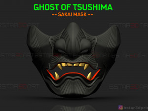 ghost of tsushima - the sakai mask - samurai cosplay mask 3D Print Model